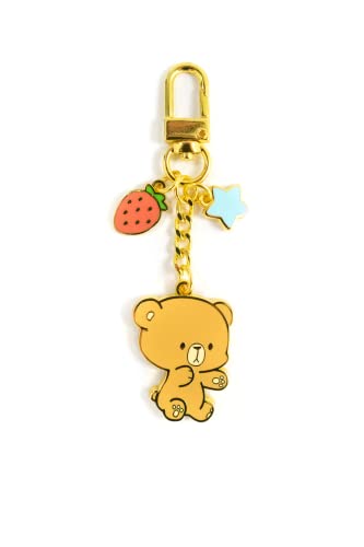 Enamel Keychain - Cute Milk Mocha Bear Key Chain, MilkMochaBear for Handbags, Purses, Bags, Belts - Mocha