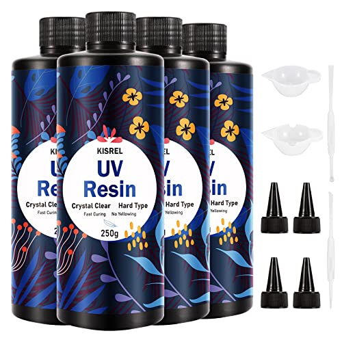 KISREL UV Resin 1000g - Upgraded Hard Type Crystal Clear Ultraviolet Curing UV Epoxy Resin for Craft Jewelry Making - UV1000g