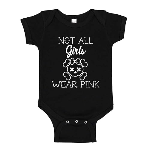 Not All Girls Wear Pink Alternative Punk Baby Bodysuit Goth Toddler T-Shirt - 0-3 Months - Black