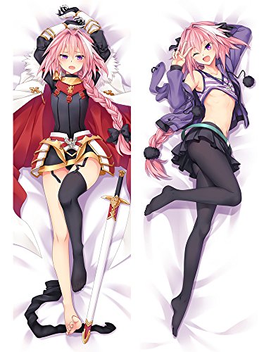 Anime Girl Body Pillow Cover Fate/Apocrypha Astolfo Dakimakura Cosplay Manga Peach Skin Pillowcase (59.1x19.7in/150x50cm) - Astolfo1