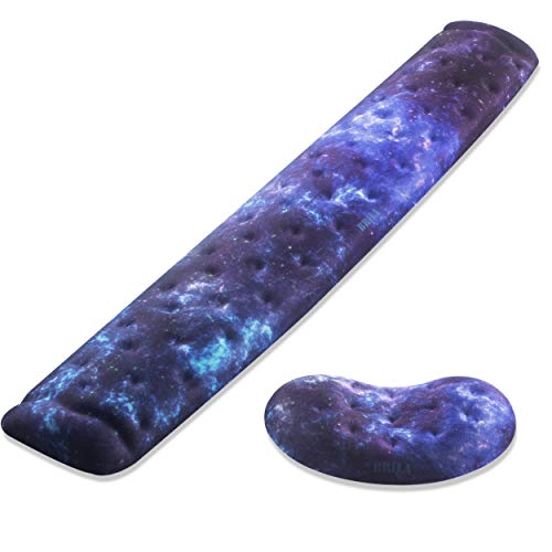 BRILA Memory Foam Mouse & Keyboard Wrist Rest Support Pad Cushion Set for Computer, Laptop, Office Work, PC Gaming - Massage Holes Design - Easy Typing Wrist Pain Relief (Nebula) - Nebula Bundle