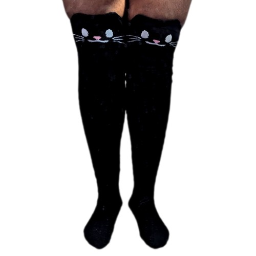 Black Cat Thigh High Compression Socks - XXL