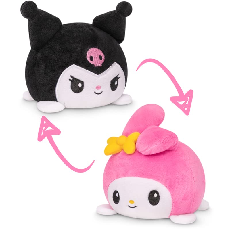 TeeTurtle | The Officially Licensed Reversible Sanrio Plushie | Happy My Melody + Angry Kuromi | Show Your Mood Without Saying a Word! - My Melody + Kuromi
