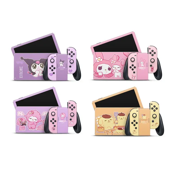 Full set Nintendo Switch oled vinyl skin cute|switch accessories| new oled switch skin cute purple|Kawaii Console yellow | pink oled skin