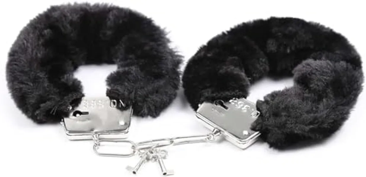 Stainless Steel Black Fluffy Handcuffs
