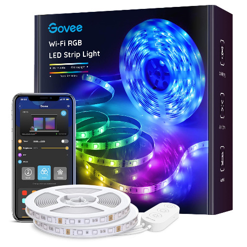 Govee Smart LED Light Strips, 32.8ft WiFi LED Strip Lights Work with Alexa & Google Assistant, App Control LED Lights for Home, Kitchen, TV, Party, 2 Rolls of 16.4ft (Only 2.4G WiFi Supported) - 32.8ft