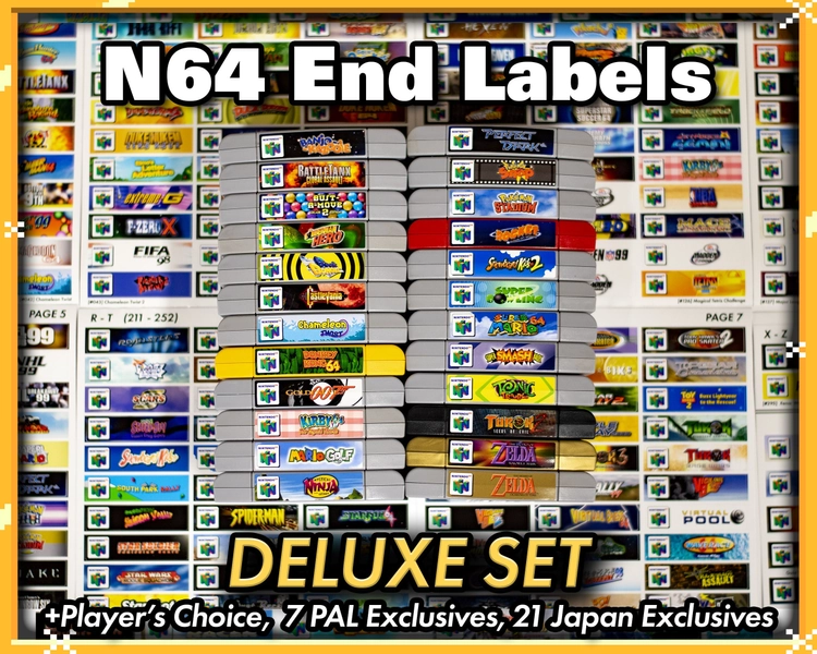 N64 Cartridge Top End Labels DELUXE SET - Entire US Library + Variants + Player's Choice & Other Extras