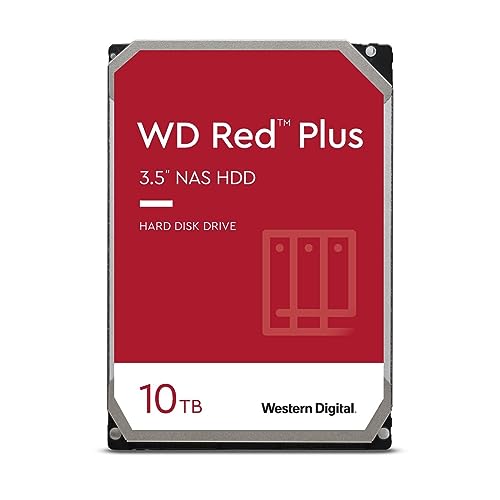 Western Digital 10TB WD Red Plus NAS Internal Hard Drive HDD - 7200 RPM, SATA 6 Gb/s, CMR, 256 MB Cache, 3.5" - WD101EFBX - 10TB - 256 MB Cache