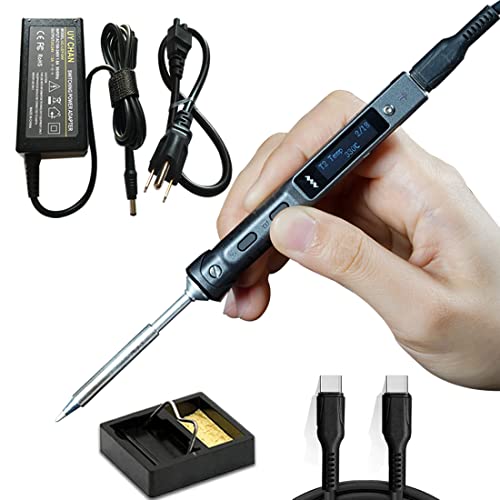 UY CHAN Original TS101 Soldering Iron Station Kit Upgraded from TS100 DC 65W PD 45W Power Programmable Smart Mini Electric Portable Soldering Pen with B2 Solder Tip USB Type C Cable - B2 Kit