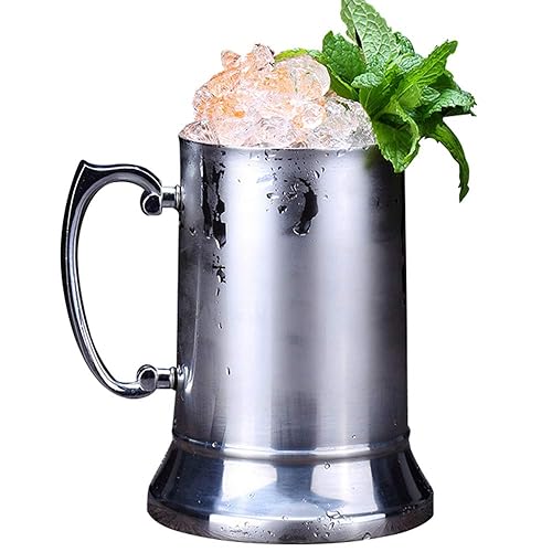 N2 20oz Double Wall 18/8 Stainless Steel Tankard Beer Mug Shaker Patented Mould Design Enjoy Favourite Beer Drinks Style Handle In Silver