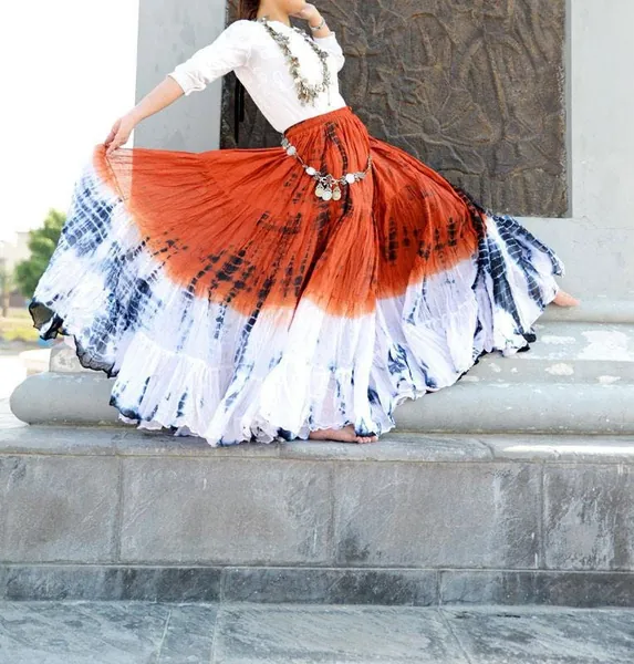 Tribal Bellydance Tiger stripe skirt 2-tone tie dye skirt Batik skirt Cotton 25 Yards 35 Yards ATS skirt Tribal Bauchtanz Rock 4- tier skirt