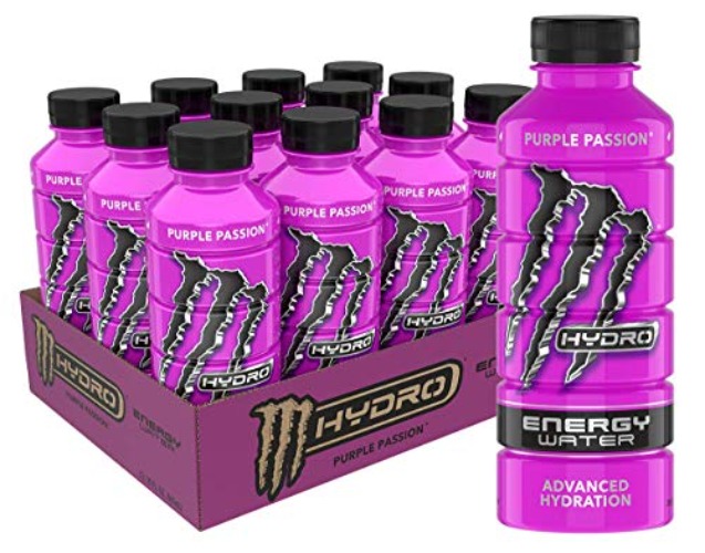 Monster Energy Hydro Energy Water, Purple Passion, 20 Fl Oz (Pack of 12) - Purple Passion - 20 Fl Oz (Pack of 12)