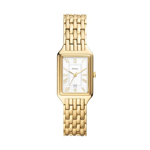 Fossil Raquel Women's Watch with Rectangular Case and Stainless Steel Bracelet or Leather Band - Gold