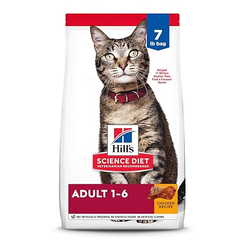 Hill's Science Diet Adult 1-6, Adult 1-6 Premium Nutrition, Dry Cat Food, Chicken Recipe, 7 lb Bag - Chicken - 7 Pound (Pack of 1)