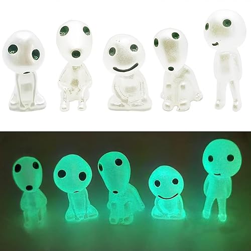 5 Pcs Luminous Tree Elves Spirit Gardening Mononoke Potted Decoration Micro Princess Landscape Figures Ornament , Fairy Garden Accessories, Plant Accessories, Halloween Decorations - Green.