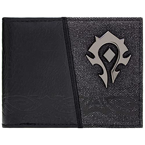 World of Warcraft Horde Faction Insignia Metal Emblem Wallet Bi-Fold ID & Card Holder, Black