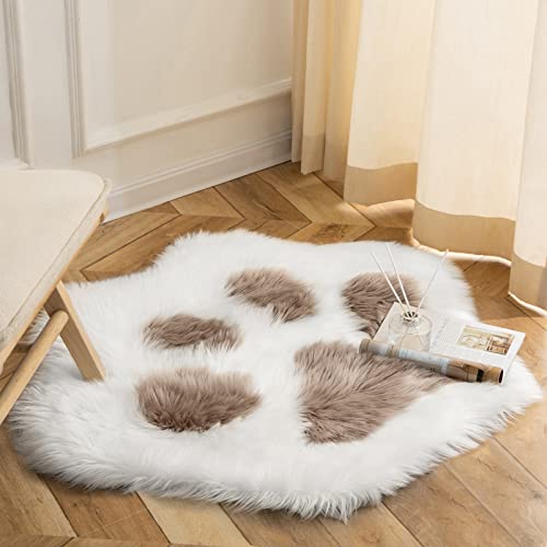 Ashler Ultra Soft Faux Sheepskin Fur Rug, Kids Room Rug, Shaggy Cat Paw Rugs, Non Slip Throw Rug, Fluffy Carpet Bedroom Rug, Area Rug, Light Coffee 2.55 x 3 Feet - Light Coffee