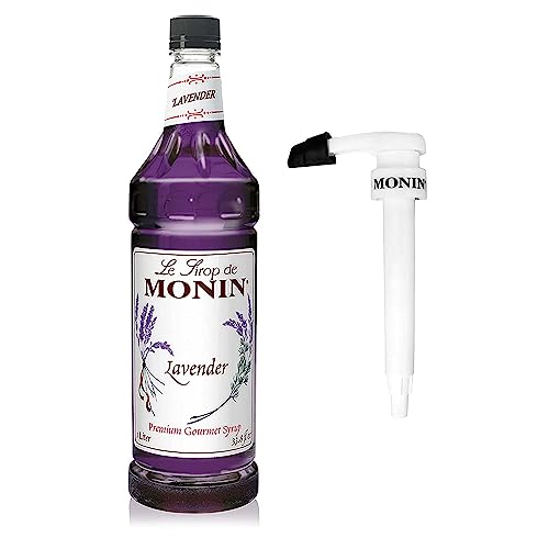Monin - Lavender Syrup With Pump, Aromatic and Floral, Natural Flavors, Great for Cocktails, Lemonades, and Sodas, Non-GMO, Gluten-Free (1 Liter) - Lavender - 33.8 Fl Oz (Pack of 1)