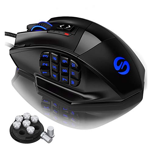 UtechSmart Venus Gaming Mouse RGB Wired, 16400 DPI High Precision Laser Programmable MMO Computer Gaming Mice [IGN's Recommendation] - Black