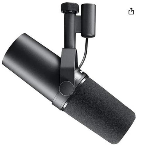 Shure SM7B Microphone - Vocal Dynamic Studio Mic for Broadcast, Podcast, Recording, Gaming & Streaming, XLR, Rugged Construction, Detachable Windscreen, Smooth Sound, Warm Vocals, Wide-Range Frequency