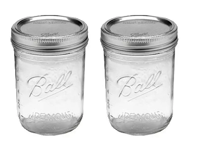 Ball Jar with Lid and Band - Pick Your Size and Color (Clear, Wide Mouth Pint - 16 oz.) Pack Of 2 - 