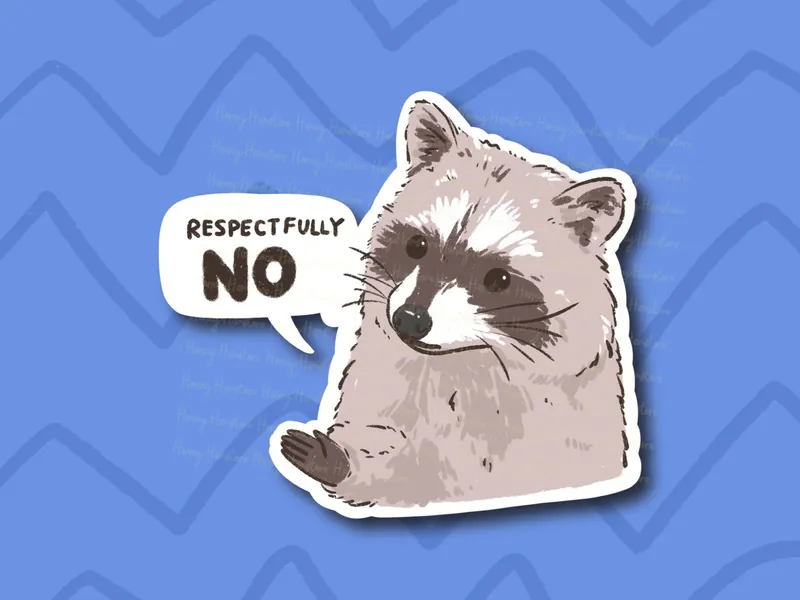 Raccoon Respectfully No | Funny Sticker | Raccoon Sticker | Gifts under 10 | Water Resistant Sticker Decal | Water Bottle | Laptop | Joke