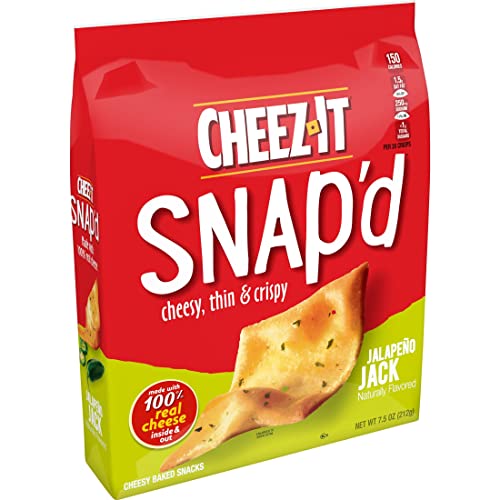 Cheez-It Snap'd Cheese Cracker Chips, Thin Crisps, Lunch Snacks, Jalapeno Jack, 45oz Case (6 Bags) - Jalapeno Jack - 7.5 Ounce (Pack of 6)