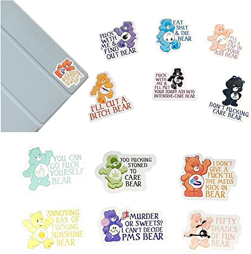 Evil Care Bears Stickers,Cartoon Care Bear Sticker Sets,Evil Care Bears Stickers,Waterproof Phone Cases Sticker Laptop Window Decal (C-12PCS) - C12PCS