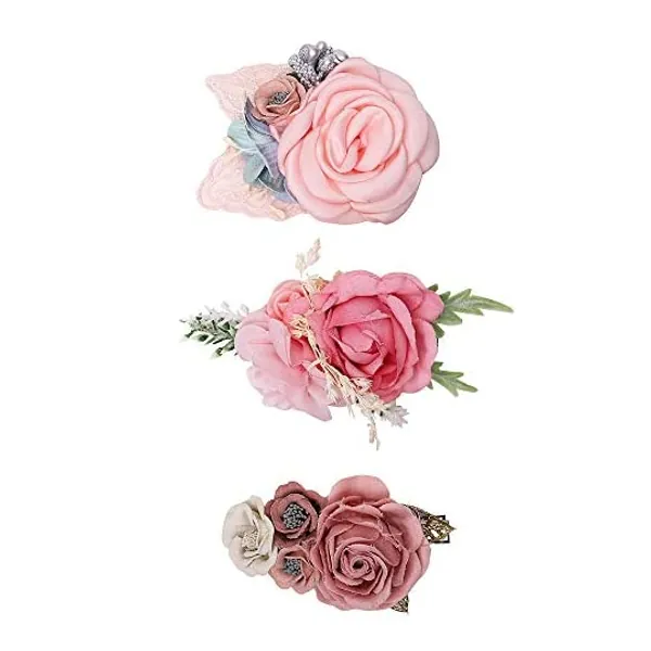 Flower Hair Clip Set-BEAMIO Floral Hair Bow Boutique Alligator Clip For Girls Babies Toddlers Teens Gifts (small hair clips)