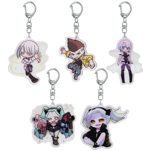 URAQT 5Pcs Edgerunners Keychains David Lucy Rebecca Cute Cartoon Anime Keyrings - 