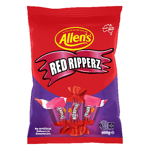 Allen's Red Ripperz Chewy Raspberry Flavour Bulk Bag Lollies, 800g