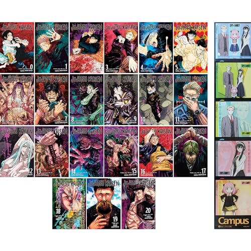 Jujutsu Kaisen Series (Vol 0-20) 21 Books Collection Set By Gege Akutami Plus 5 Kokuyo Campus Notebooks of Spy x Family Limited Edition