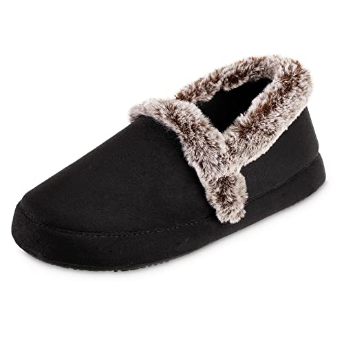 isotoner Women's Memory Foam Microsuede a Line Eco Comfort Recycled Slippers - 8-9 - Black