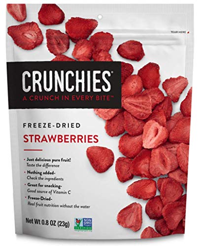 Crunchies Freeze-Dried Fruits, 100% All Natural Crispy Fruit, Non GMO and Kosher, Resealable Freeze Dried Fruit Snack Packs, Pack of 6 (Strawberries) - Strawberries