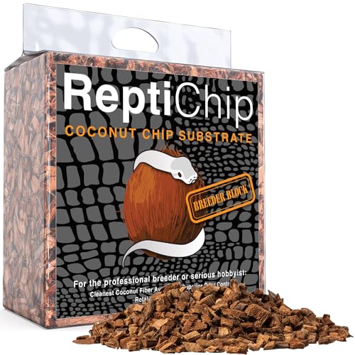 ReptiChip Reptile Substrate Coconut Chip Bedding 72 Quart Compressed Organic Coco Husk Block for Snake Habitat, Ball Python Terrarium, Turtle Tanks, Tortoise Enclosure - 1 Breeder Block