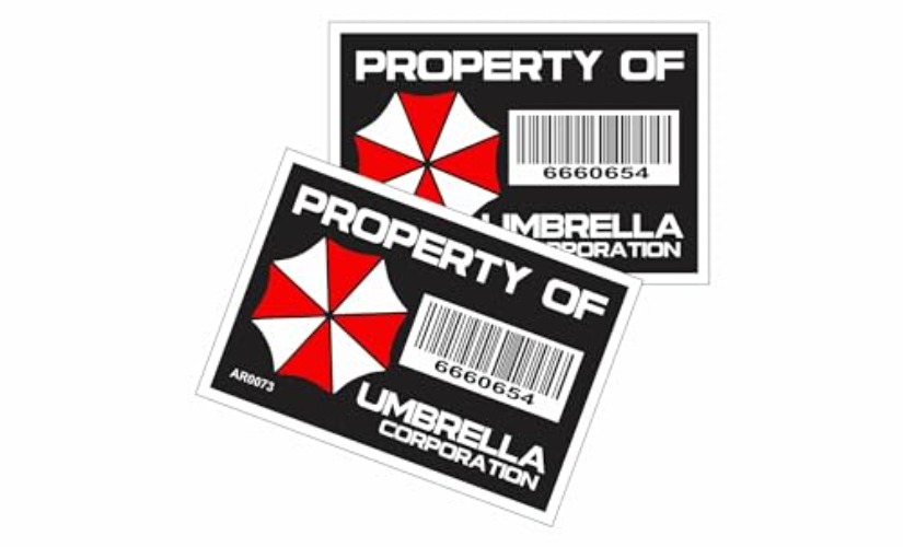 Asiatic Artisan - Property Biohazard Umbrella Resident Evil T-Virus S.T.A.R.S. Zombie Red and White Color Scheme Corporation Sticker