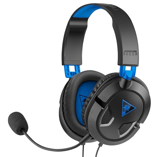 Turtle Beach Recon 50 Wired Gaming Headset - PS5, PS4, PlayStation, Xbox Series X|S, Xbox One, Nintendo Switch, Mobile & PC with 3.5mm - Removable Mic, 40mm Speakers, In-line Controls – Black - Black / Blue