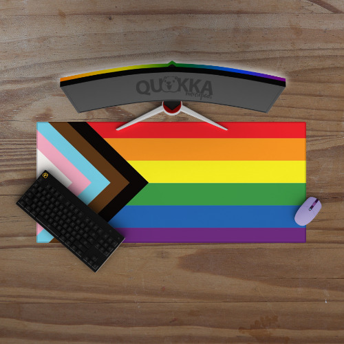Progress Pride Flag Design Mousepad Deskmat - 70x40cm / 3mm / Black Stitched