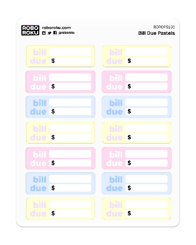Bill Due Pastels - Planner Stickers