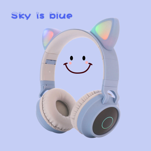 Cute Cat Ear Wireless Headphones - Blue