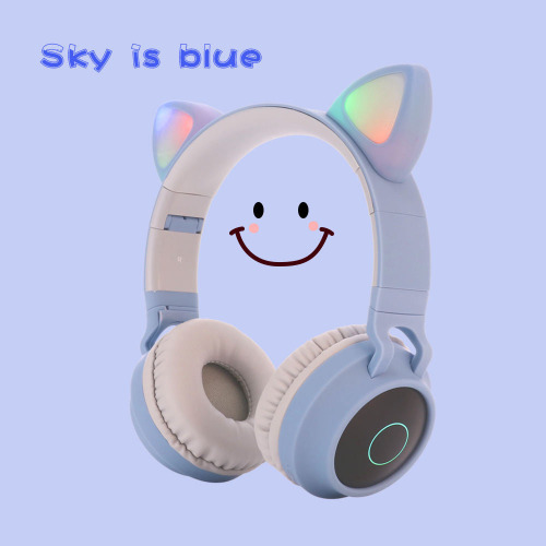 Cute Cat Ear Wireless Headphones - Blue