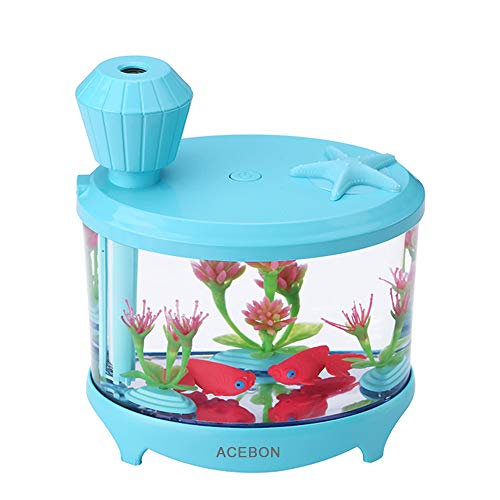 ACEBON Portable Mini Humidifier, 460ml Cool Mist Small Humidifier, USB Quiet Operation Desktop Humidifiers for Baby Bedroom Travel Office Home, 2 Mist Modes (Blue) - Blue