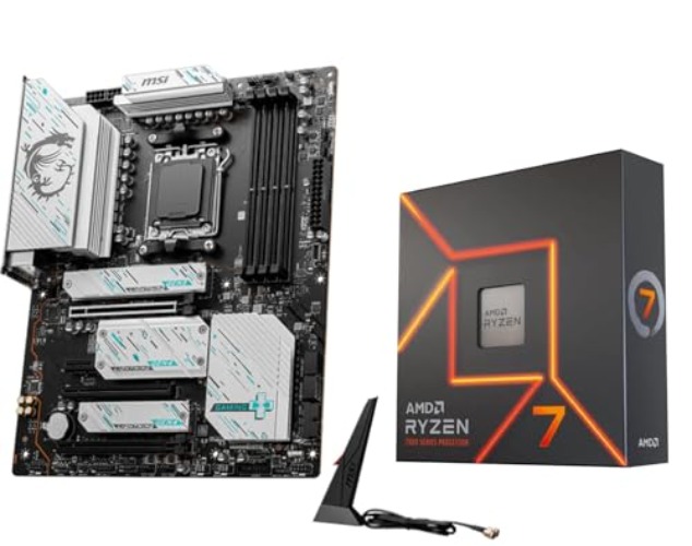 INLAND Micro Center AMD Ryzen 7 7700X CPU Processor Bundle with MSI X670E Gaming Plus Motherboard, AM5 Socket, DDR5, PCIe 5.0, WiFi 6E - AMD Ryzen 7 7700X + MSI X670E GAMING PLUS WIFI