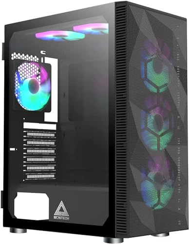 Montech X3 Mesh, 6 Fans - 3x 140mm & 3x 120mm Fixed RGB Lighting Fans, ATX Mid-Tower PC Gaming Case, USB3.0, Door Open Tempered Glass Side Panel, High Airflow, Black - X3 MESH Black