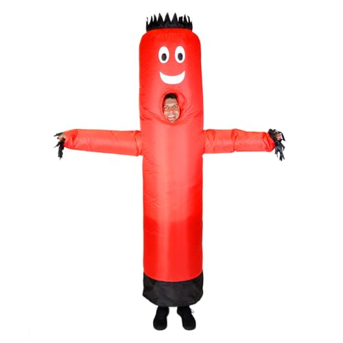 LookOurWay Inflatable Tube Man Costume - Wacky Wavy Arm Guy Funny Inflatable Halloween Costume for Adults - Red - Red