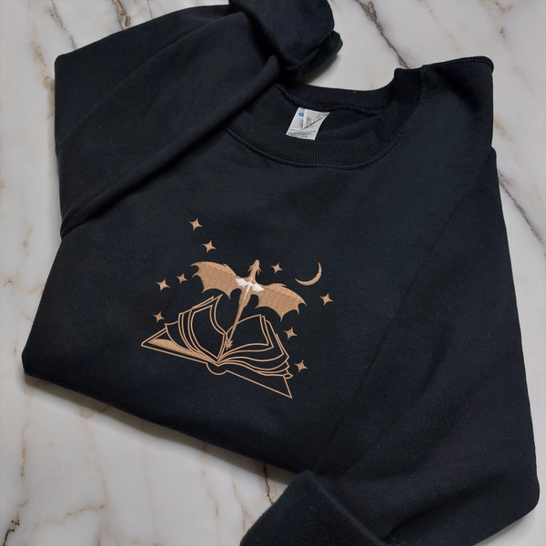 Fourth Wing Embroidered Sweatshirt, Basgiath War College Shirt, Rebecca Yoros, Fourth Wing Shirt Dragon Rider, Bookish Shirts EH106