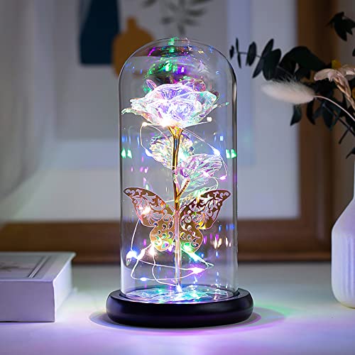 Crafttime Glass Preserved Eternal Rose, with Led Light
