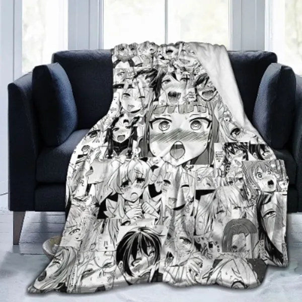 Ahego Throw Blanket Anime Collage Throws Flannel Ultra Soft Lightweight Travel Blankets for Adults Teenagers
