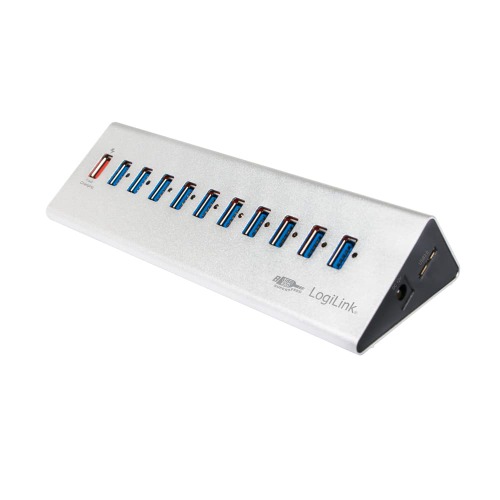 LogiLink UA0229 interface hub USB 3.2 Gen 1 (3.1 Gen 1) Micro-B 5000 Mbit/s Aluminium, Zwart