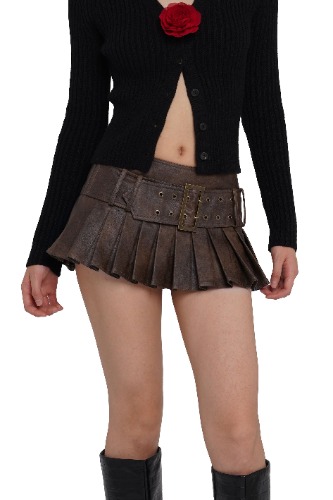 FAUX LEATHER PLEATED MINI SKIRT | 27/M